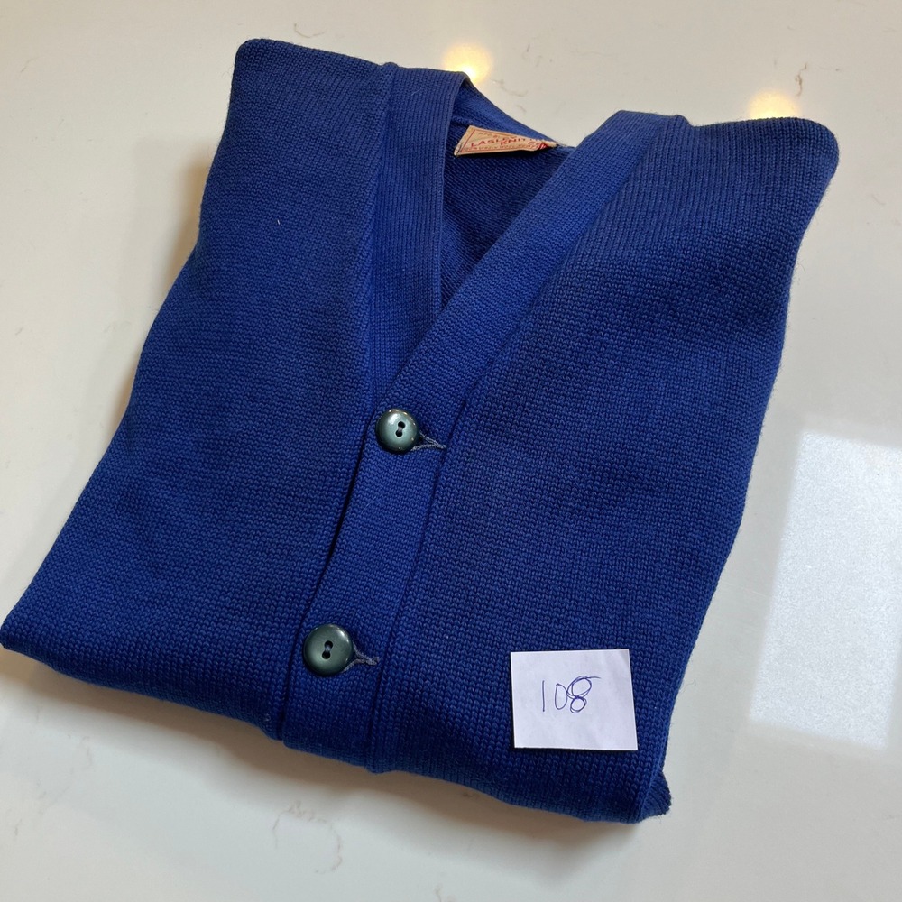 Vintage Mens Royal Blue Wool Letterman Cardigan Sweater W Gymnastics Applique - Picture 15 of 15